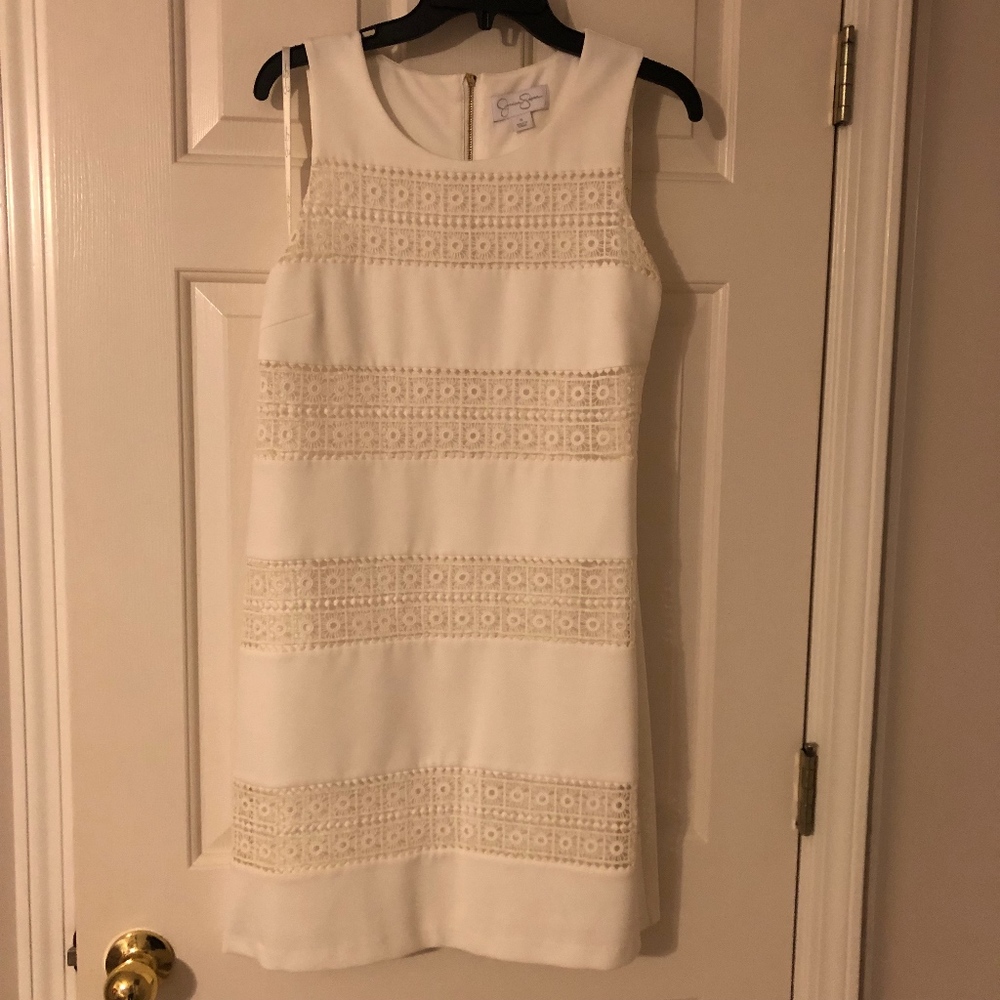 Jessica Simpson White Crochet Dress, Size 6.